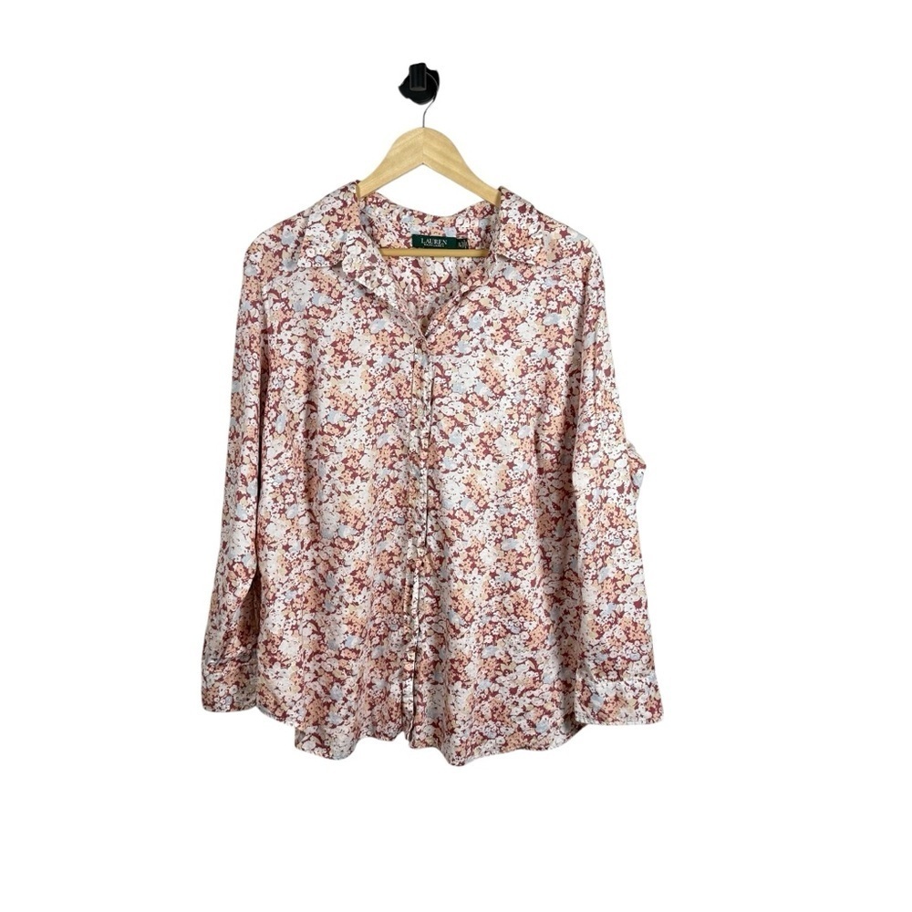 Lauren Ralph Lauren Women’s Jamelko Floral Cotton Button Top Pink 2X